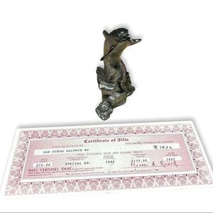 MICHAEL A. RICKER Swimming Dolphins #6 Signed Pewter Figure Ocean | Certified